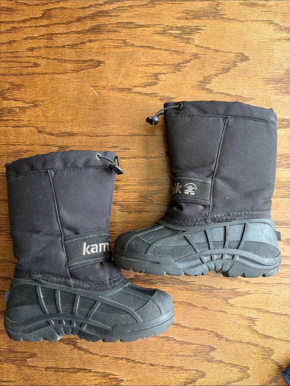 Kamik Kids Black Waterproof Snow Boots with Drawcord